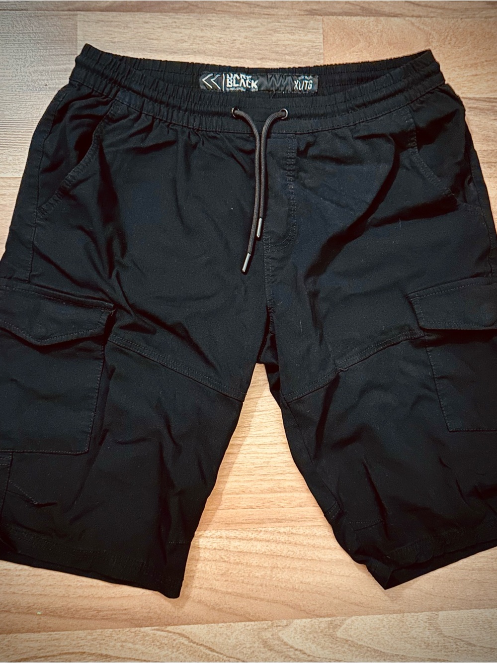 Men's Black Cargo Shorts with Drawstring Waist